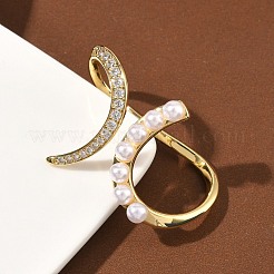 Brass Micro Pave Cubic Zirconia Cuff Open Rings&nbsp;RJEW-C158-03G