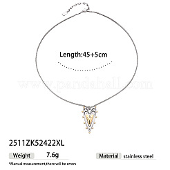 Duo Tone 304 Stainless Steel Heart Pendant Necklaces for Women&nbsp;WG2A018-02