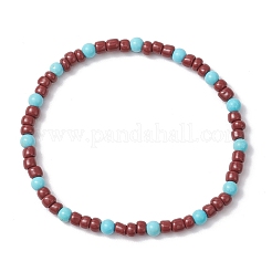 Natural Magnesite Beads & Glass Seed Beads Stretch Bracelets for Men Women&nbsp;BJEW-JB11833-02