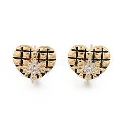 Brass Clear Cubic Zirconia Stud Earring Findings&nbsp;EJEW-N012-55