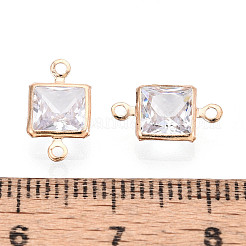 Brass Pave Clear Cubic Zirconia Links/Connector Charms&nbsp;ZIRC-T017-07KCG