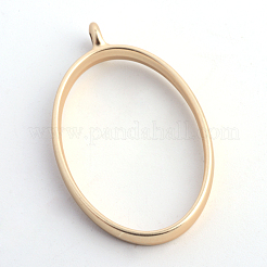 Matte Style Rack Plating Alloy Oval Open Back Bezel Pendants&nbsp;X-PALLOY-S047-26C-FF