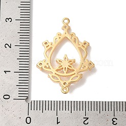 Brass Pave Clear Cubic Zirconia Teardrop with Flower Links Connector Charms&nbsp;KK-M294-16G