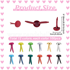 1200Pcs 12 Colors Flat Round Iron Brads&nbsp;FIND-PH0027-44