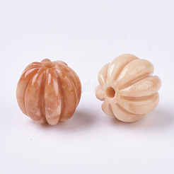 Synthetic Coral Corrugated Melon Beads&nbsp;CORA-R017-27-B08