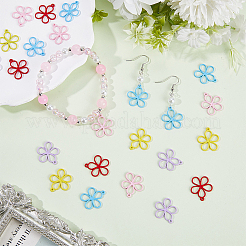 48Pcs 6 Colors Hollow Spray Painted Alloy Pendants&nbsp;FIND-SC0012-26