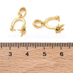 Brass Micro Pave Cubic Zirconia Ice Pick Pinch Bails&nbsp;KK-D113-06G