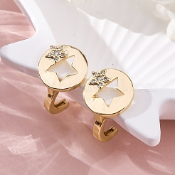 Brass Clear Cubic Zirconia Hoop Earrings&nbsp;EJEW-Q014-38G