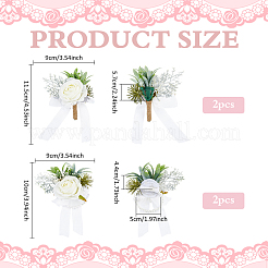 4Pcs Cloth & Plastic Imitation Flower Wrist Corsage & Boutonniere Sets&nbsp;AJEW-PH0008-28