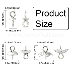 45Pcs 3 Styles Stainless Steel Cup Pearl Peg Bails Pin Pendants&nbsp;STAS-YW0003-09