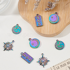 8Pcs 4 Styles Moon & Planet & Star Theme 304 Stainless Steel Pendants&nbsp;STAS-BBC0009-34