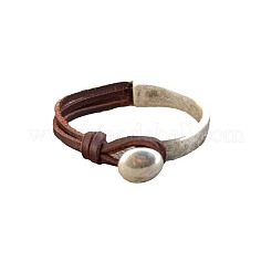Flat Round Alloy & Acrylic & Imitation Leather Cord Bangles for Men&nbsp;FS-WG7E36B-01-1