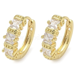 Brass Micro Pave Clear Cubic Zirconia Hoop Earrings&nbsp;EJEW-C122-02G