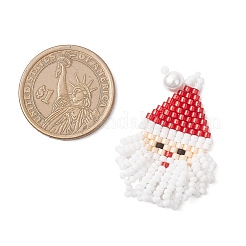 Glass Seed Beaded Santa Claus Pendants&nbsp;PALLOY-MZ00828-01