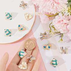 12pcs 3 Style Bowknot/Heart/Square 1-Hole Alloy Enamel Shank Buttons&nbsp;BUTT-GF0003-81