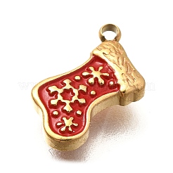 Christmas 304 Stainless Steel Red Enamel Charms&nbsp;STAS-L022-468G