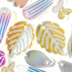50Pcs 10 Style Transparent Spray Painted Glass Pendants&nbsp;GLAA-FS0001-07