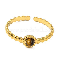 Round Natural Tiger Eye Finger Rings&nbsp;RJEW-Q822-50G-01