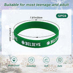 12Pcs Christmas Themed Silicon Cord Bracelets&nbsp;BJEW-CN0001-07
