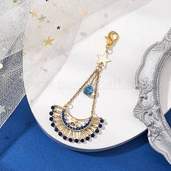 Moon Star Synthetic Blue Spinel & Glass Seed Pendant Decoration&nbsp;HJEW-MZ00115