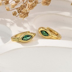 Brass Micro Pave Cubic Zirconia Hoop Earrings&nbsp;EJEW-C136-02G