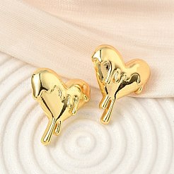 Melting Heart Brass Stud Earrings&nbsp;EJEW-F389-09G