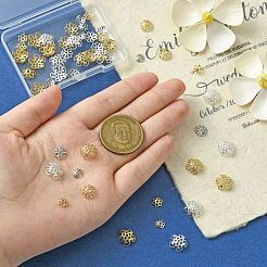60Pcs 6 Styles Flower Brass Fancy Bead Caps&nbsp;KK-CJ0002-20-NR