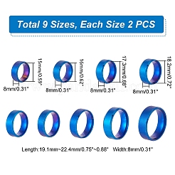 18Pcs 9 Styles Stainless Steel Wide Band Finger Rings for Women Men&nbsp;RJEW-UN0002-53BU