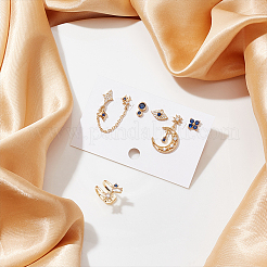 6Pcs 6 Style Flower & Square & Star & Moon Cubic Zirconia Stud Earrings&nbsp;EJEW-AN0003-31