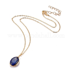 Natural Lapis Lazuli Wire Wrapped Pendant Necklaces&nbsp;X-NJEW-JN03080-03