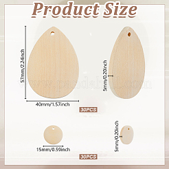 60Pcs 2 Styles Wood Pendants&nbsp;FIND-GA0008-39