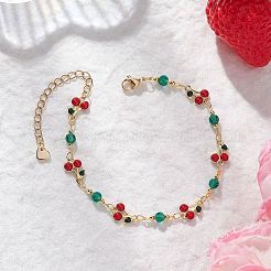 Brass Enamel Cherry Link Bracelets & Necklaces Sets&nbsp;SJEW-JS01367