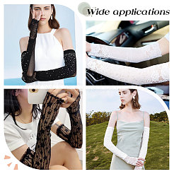 2 Pairs 2 Style Elegant Flower Pattern Polyester Lace Arm Sleeves&nbsp;AJEW-CP0001-43
