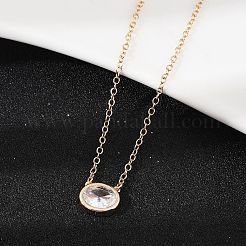 Brass Pave Clear Cubic Zirconia Pendant Necklaces for Women&nbsp;NJEW-Z079-02G-02