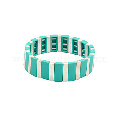 Baking Paint Alloy Rectangle Beaded Stretch Bracelets&nbsp;FS-WGFC15B-05
