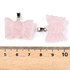 Natural Rose Quartz Carved Butterfly Pendants&nbsp;G-N342-01F