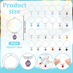 24Pcs Brass & Glass Wine Glass Charms&nbsp;AJEW-PH01716