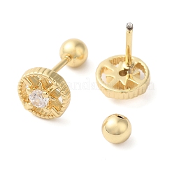 Flat Round Brass Micro Pave Clear Cubic Zirconia Cartilage Earrings&nbsp;EJEW-L289-02G-04