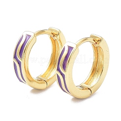 Brass Enamel Hoop Earrings&nbsp;KK-P205-11G