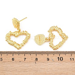 Brass Heart Dangle Stud Earrings&nbsp;EJEW-F400-21G