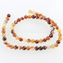 Natural Striped Agate/Banded Agate Round Bead Strands&nbsp;G-E232-06