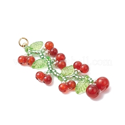Glass Seed Beads Cherry Pendants&nbsp;PALLOY-MZ00820