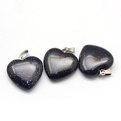 Heart Synthetic Blue Goldstone Pendants&nbsp;G-Q438-21