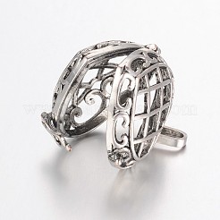 Eco-Friendly Rack Plating Brass Hollow Heart Cage Pendants&nbsp;KK-M180-13AS-RS