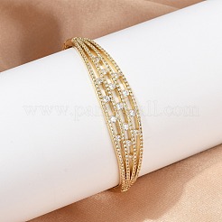 Brass Micro Pave Clear Cubic Zirconia Hinged Bangles for Women&nbsp;BJEW-H202-01G