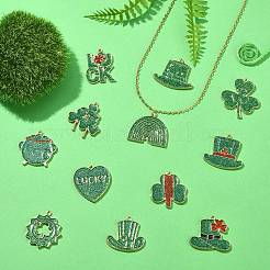 24Pcs 12 Styles Saint Patrick's Day Glitter Alloy Enamel Pendants&nbsp;ENAM-CJ0005-62