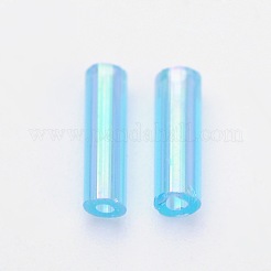 Transparent Colours Rainbow Glass Bugle Beads&nbsp;TSDB6MM163