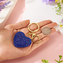 Handmade Polymer Clay Rhinestone Heart Keychains&nbsp;KEYC-TAC00068-02