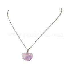 Raw Rough Natural Amethyst Nuggets Pendant 304 Stainless Steel Satellite Chain Necklaces for Women&nbsp;NJEW-JN06536