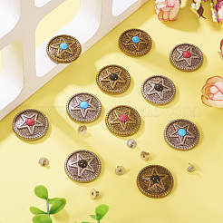 12Pcs 6 Colors Zinc Alloy & Synthetic Turquoise Buttons&nbsp;BUTT-TA0001-18